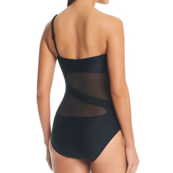 Bar III One-Shoulder Mesh Cutout Swimsuit - Picture 8 of 9